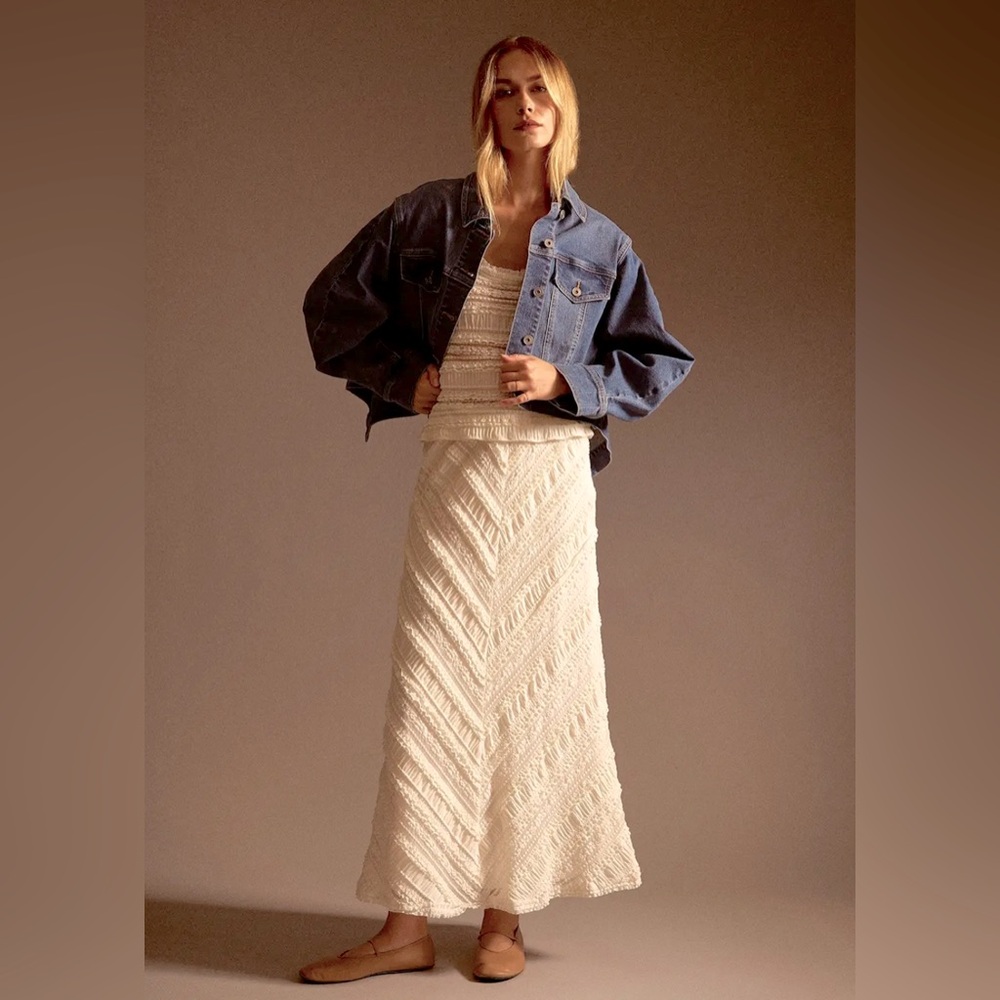 1.STATE Women’s Lace Cream Maxi Skirt